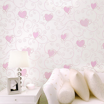 3D Pink Love Heart Cartoon Princess Girl Room