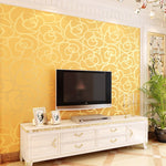 Classic Style Velvet Wallpaper Gold Rose