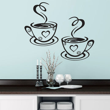 Double Coffee Cups Wall Stickers