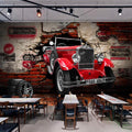 Custom 3D Wall Paper Retro Red Car