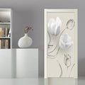 Modern Simple White Flowers Door Sticker