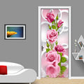 2 Pcs/Set 3D Rose Flower Creative Door Stickers